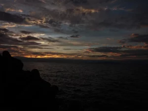 下荘漁港の夕日